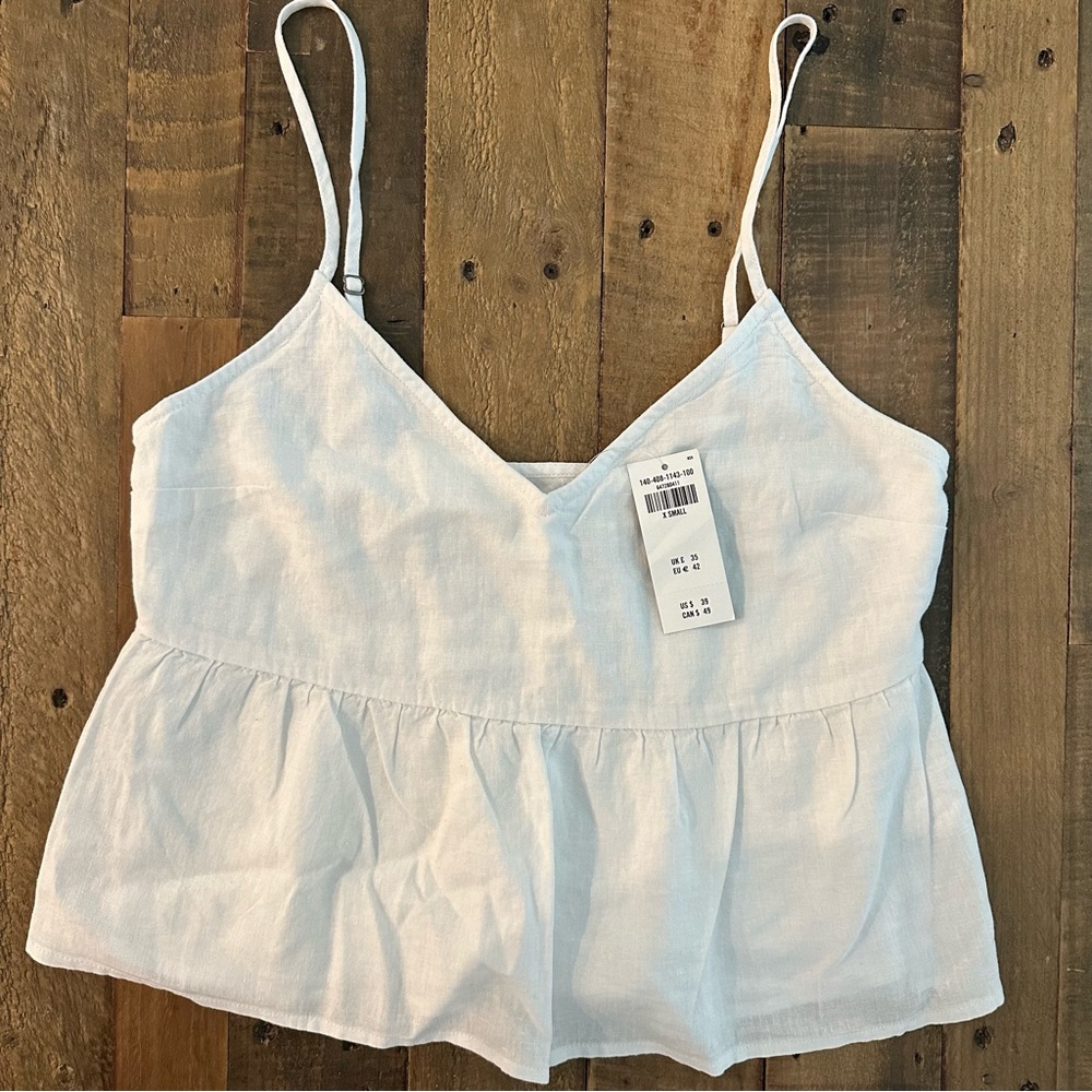 ⭐️NWT Abercrombie & Fitch White Linen Trapeze Tank Top